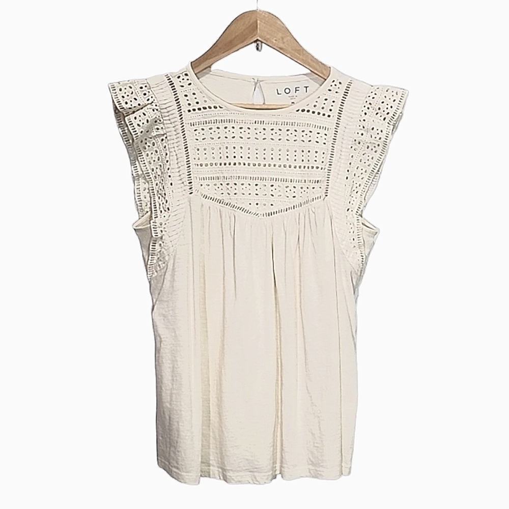 Loft ruffled top NWT size M
